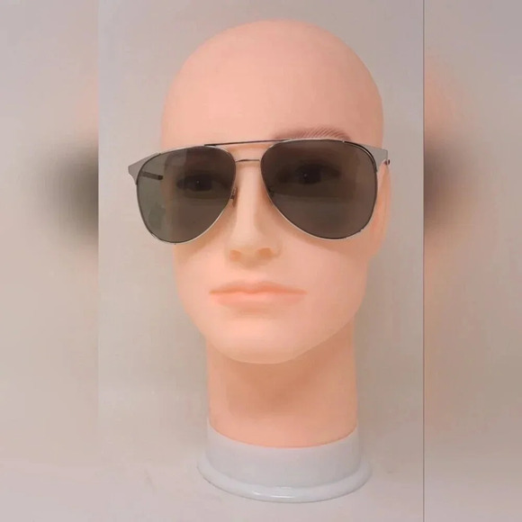 Saint Laurent Men's Aviator Sunglasses Metal Silver Green SL 279 004 61-14-145 - Picture 2 of 16